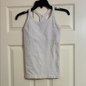 Women's White Ribbed Tank Top